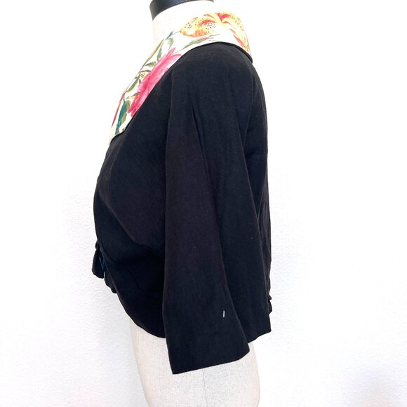 Funky & Unique Crop Jacket - Handmade - Solid & Floral - Size M/L - Picture 4 of 14